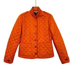 Burberry Brit Orange Quilted Jacket Size S Cotton/Polyester Stand-Up Collar Butt
